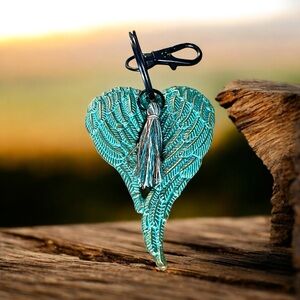 New Turquoise angel wing keyring keychain with tassel